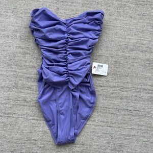 Norma Kamali Lilac Ruched One-Piece Swimsuit